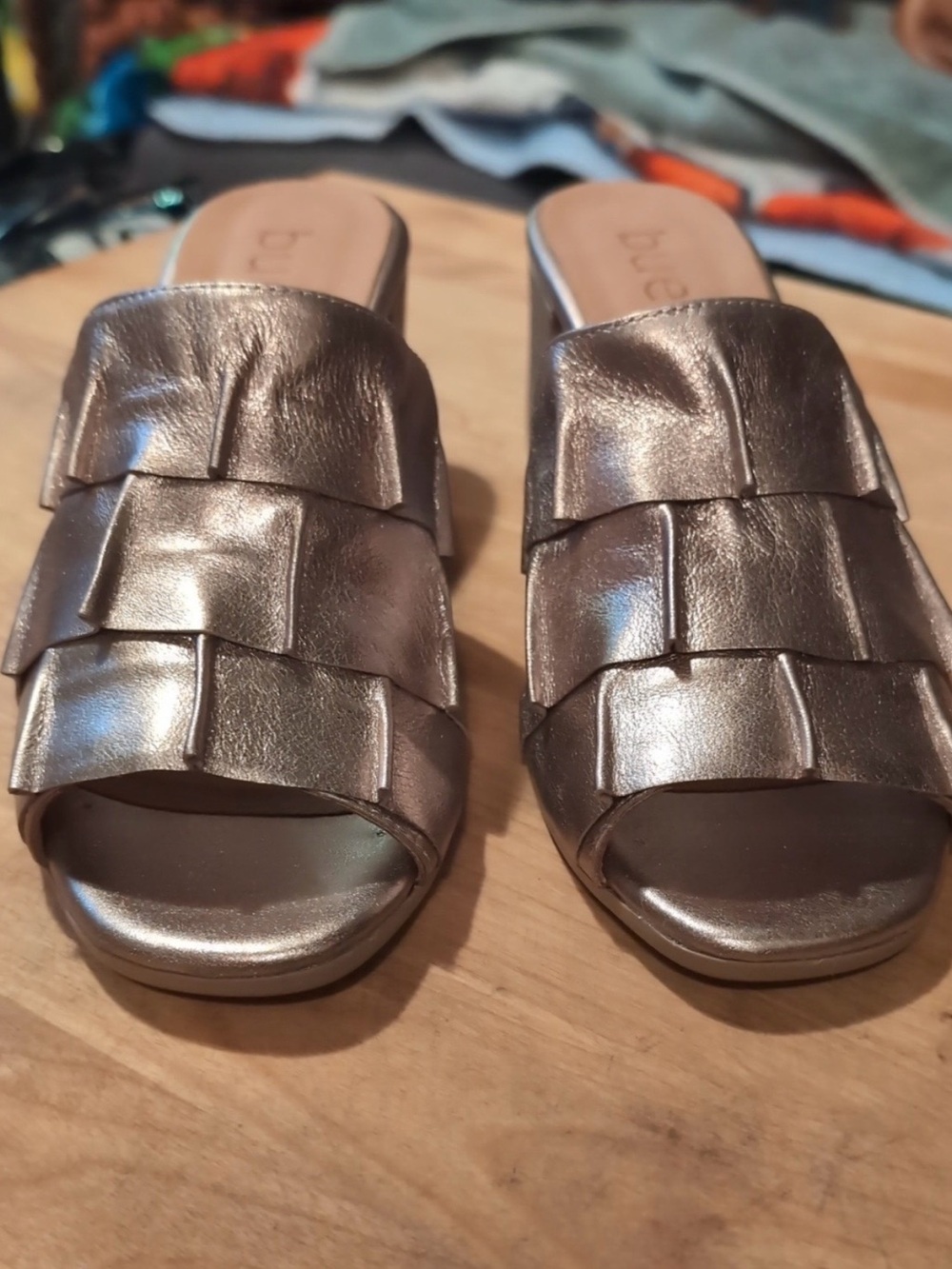 Bueno like new Metallic Woven Slide Sandals - sz 37/7